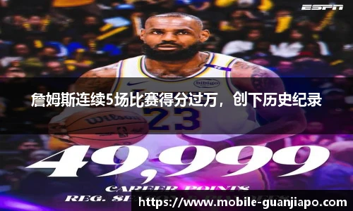 詹姆斯连续5场比赛得分过万，创下历史纪录